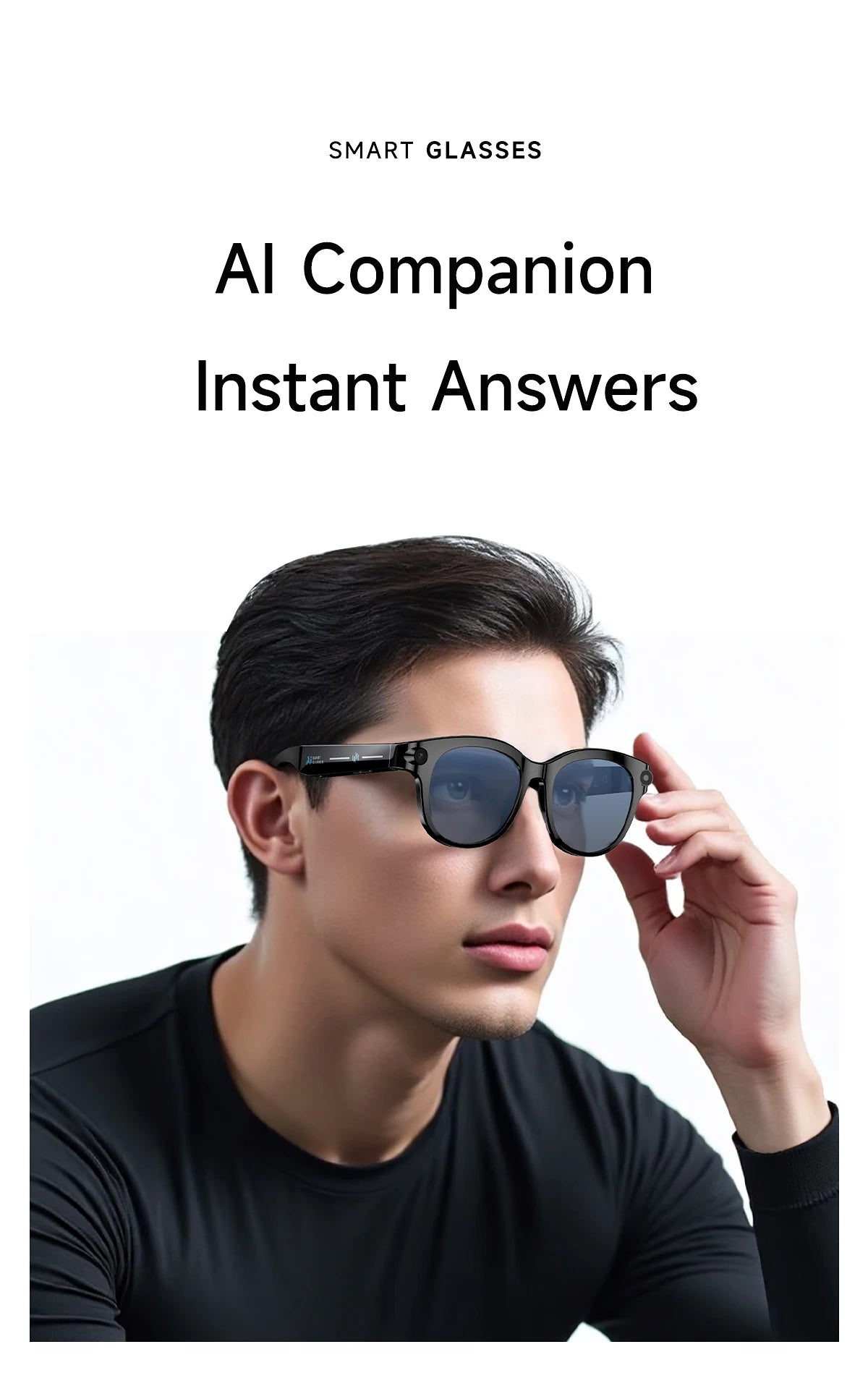 SENBONO AI Smart Glasses for Men Women 200W HD Camera 1080P 4K Video AI Voice Assistant Translation Music Playback Sunglasses