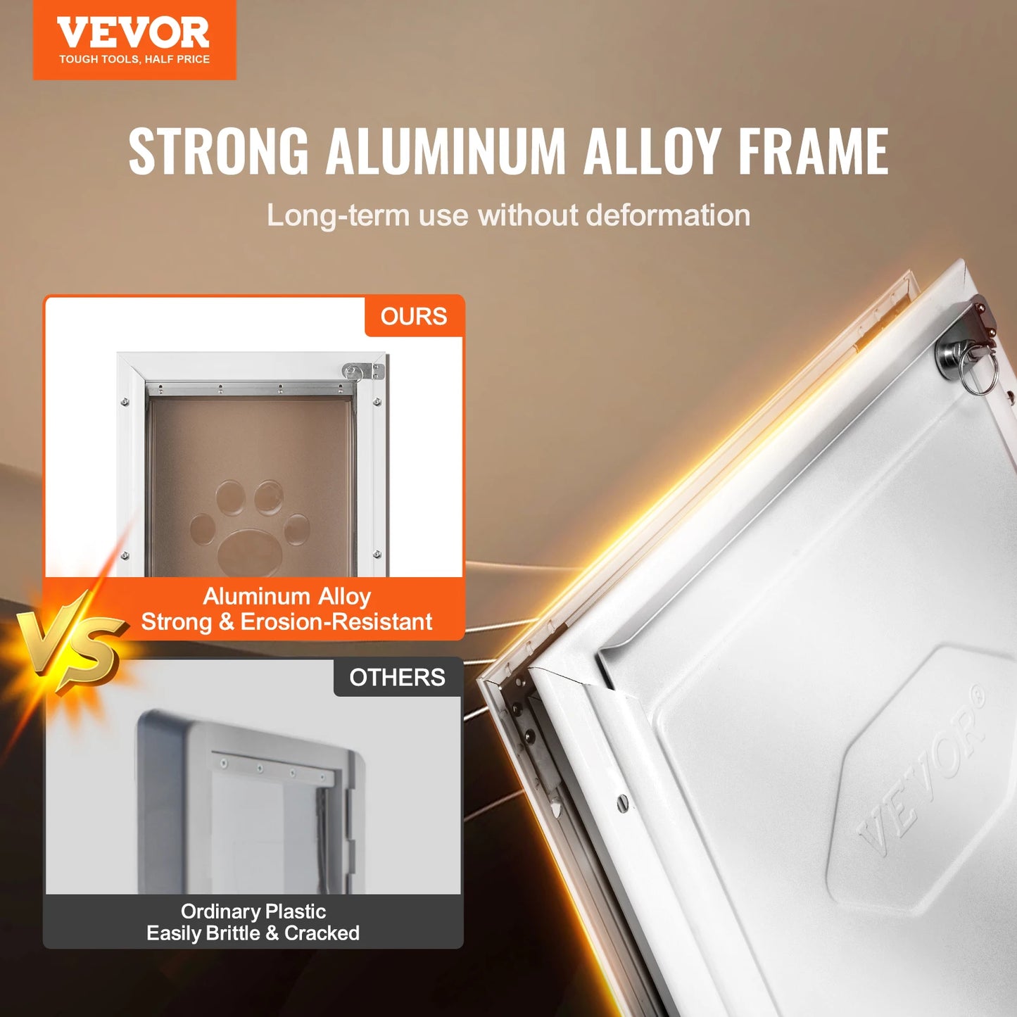 SucceBuy Pet Door Aluminum Frame with Lock and Flap System Weatherproof Doggy Door Easy to Install in Interior or Exterior Doors