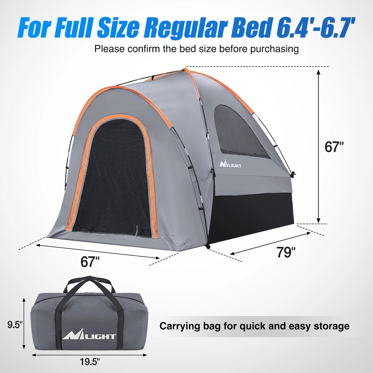 Truck Bed Tent for Two, Waterproof PU2000mm, Durable Aluminum Poles