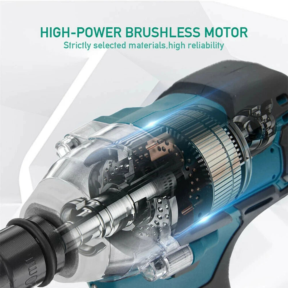 1/2 inch 520NM Brushless Cordless Electric Impact Wrench Power Tools Compatible 18V Battery Wrench with Toolbox Set