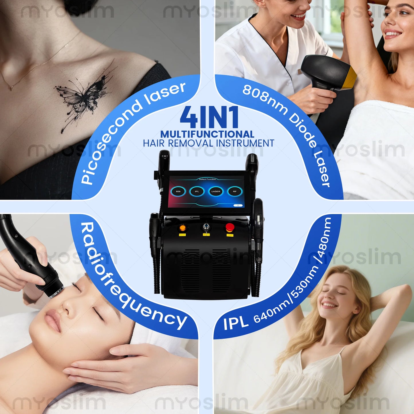 4 in 1 4000w Soprano Titanium Ice Platinum Diode 755 808 1064nm 4 Wavelength ND:YAG Laser Painless Hair Removal Machine