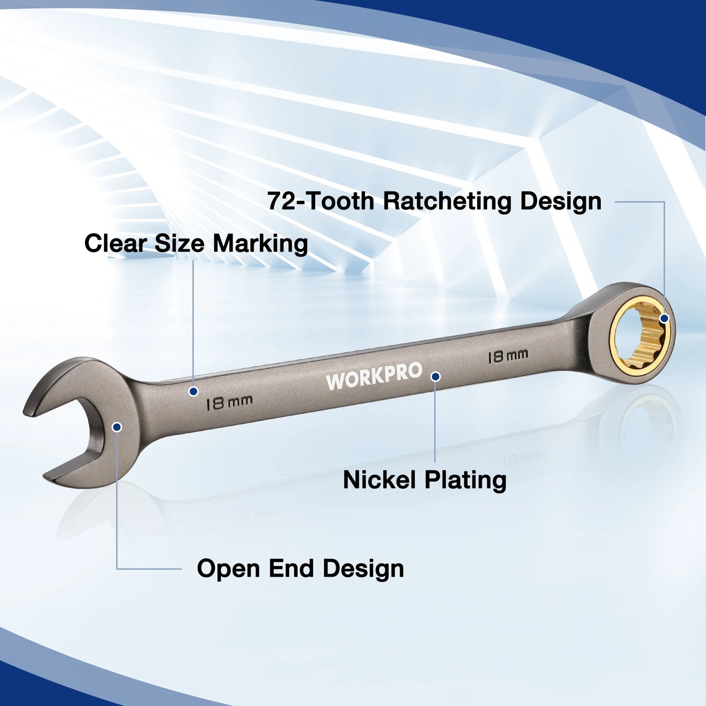 WORKPRO 21pc Ratcheting Wrench Set  with Box ,72 Teeth Wrench with Box, Wrench Repair  Tool Set