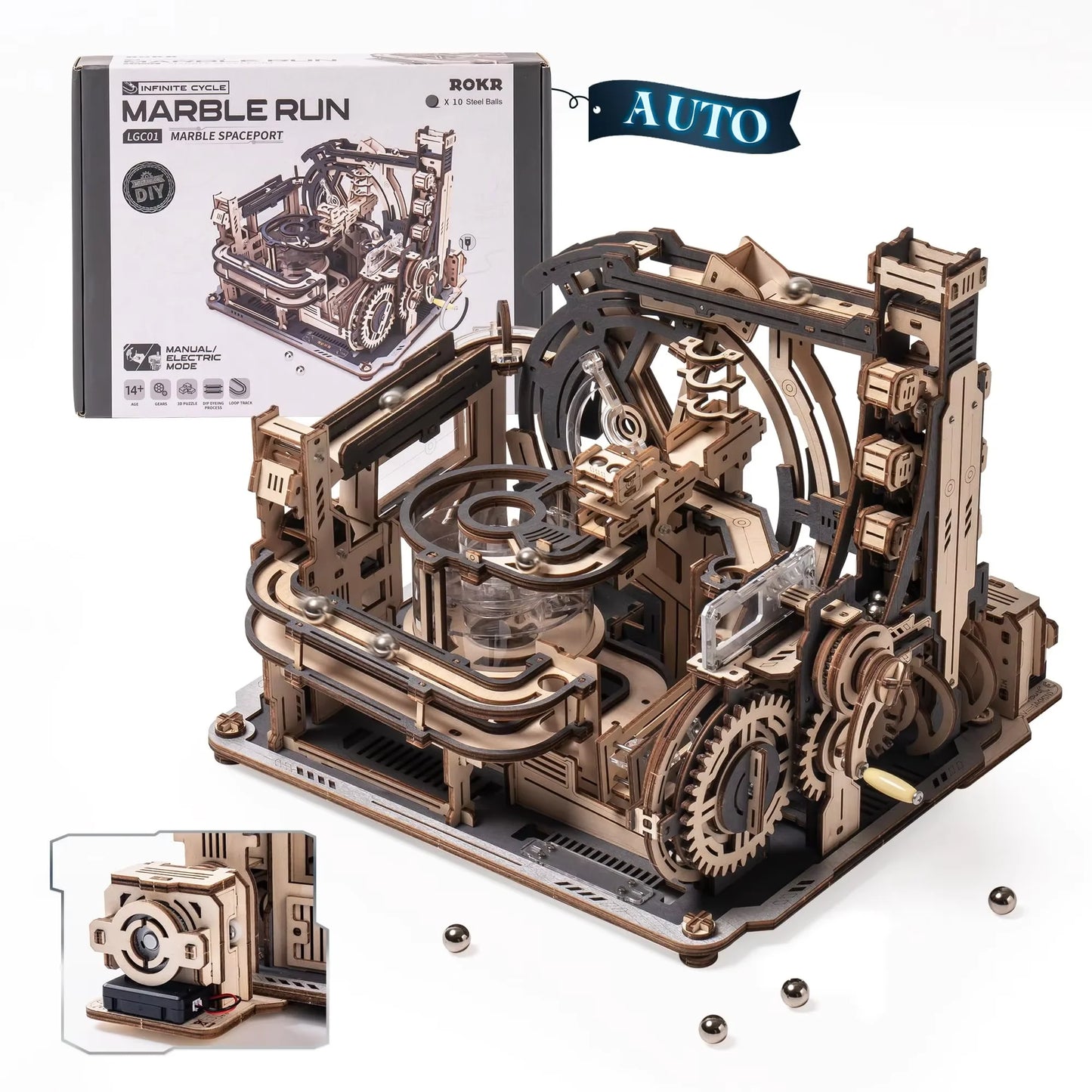 Robotime Rokr Electric Marble Run With Light 3D Puzzle