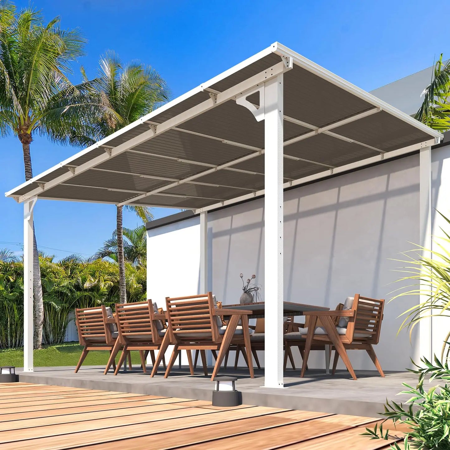 12x10 Hard Top Gazebo Pergola Outdoor Patio Lean to Canopy Awning for Deck Porch Backyard, Customized