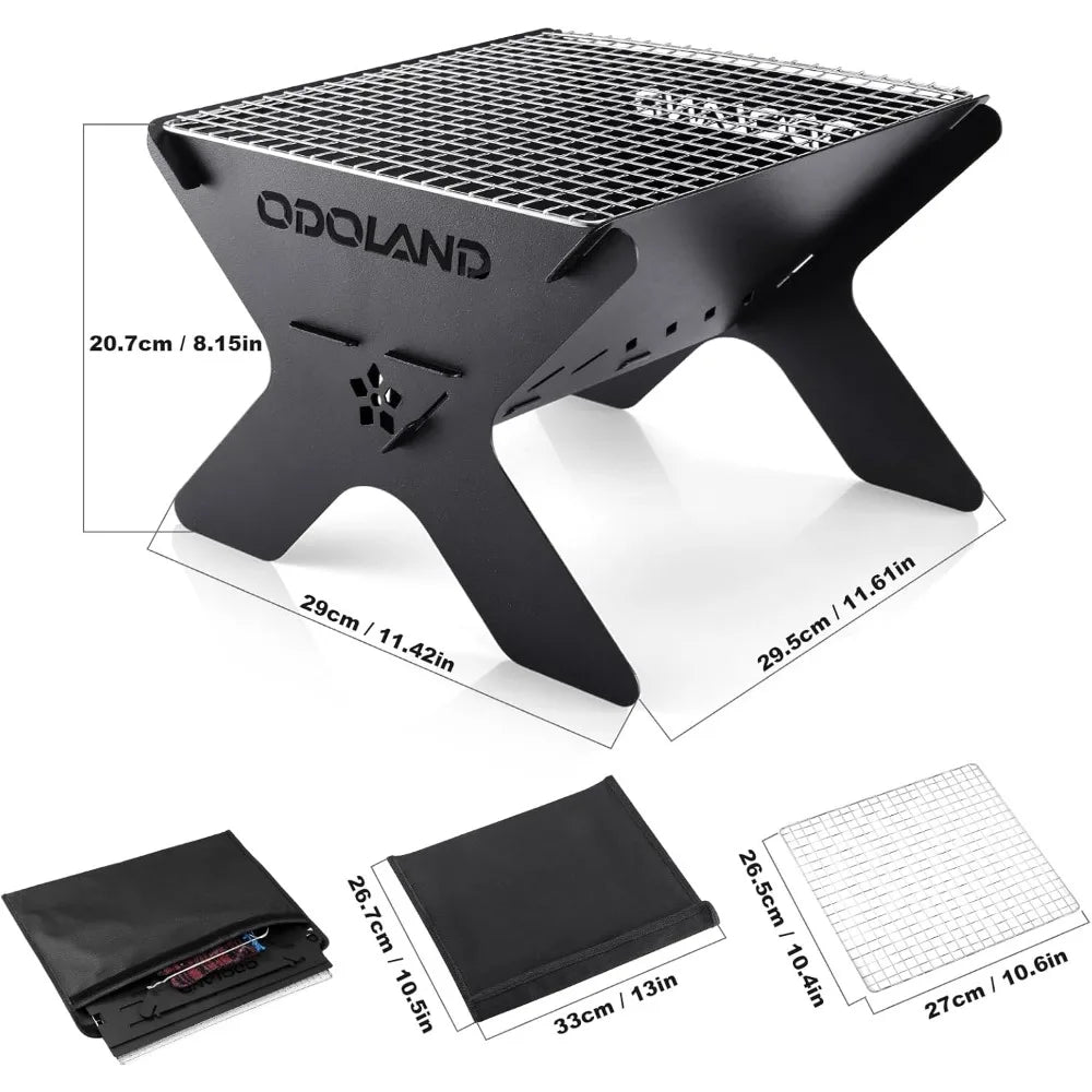 Portable Folding Charcoal Grill Heavy Duty Firepit with Carry Bag for Outdoor Cooking Camping Bonfire