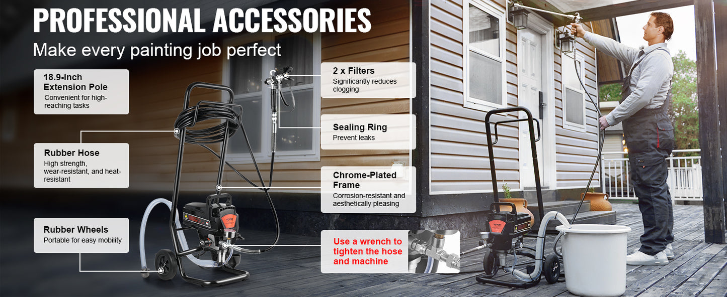 SucceBuy 750W 950W Airless Paint Sprayer 3000PSI High Efficiency Electric Airless Sprayer Handheld Paint Sprayers