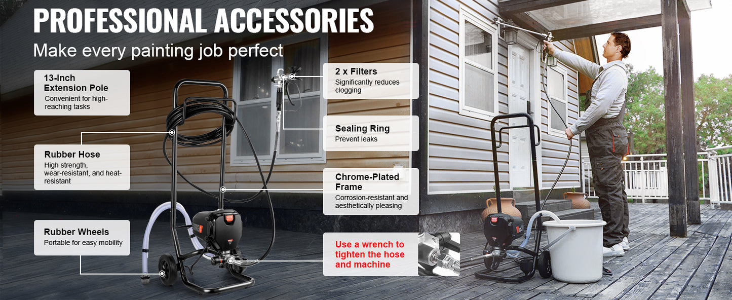 SucceBuy 750W 950W Airless Paint Sprayer 3000PSI High Efficiency Electric Airless Sprayer Handheld Paint Sprayers