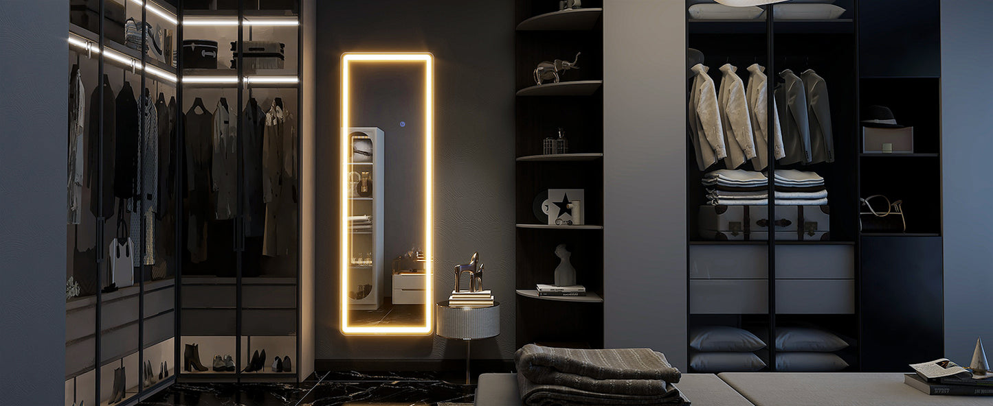 63"x20" Full Length Mirror with Lights,LED Mirror Full Length,Lighted Floor Mirror with Stand,Full Body Mirror with Dimming