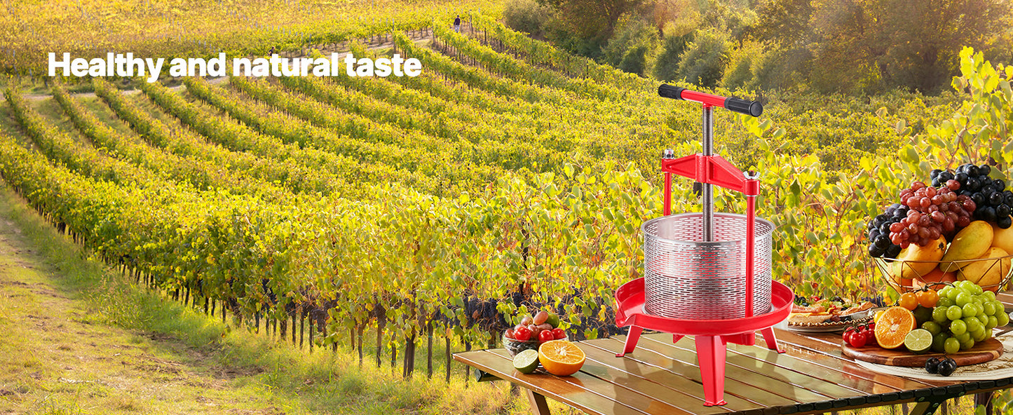 SucceBuy 9L 14L Fruit Wine Press Stainless Steel Basket with Cross-beam and Triangular Structure Manual Juice Maker for Kitchen